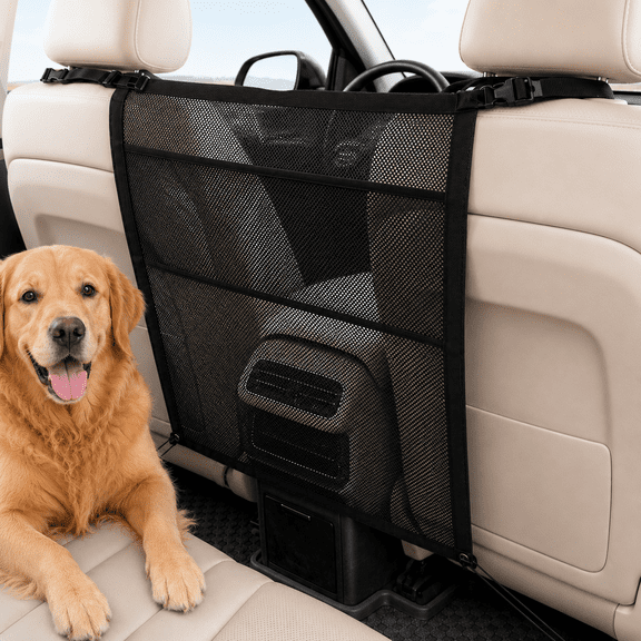 HandyJoy Dog Car Barrier, Dog Car Net Barrier with Mesh Organize, Pet Divider Fit Car/SUV/Truck