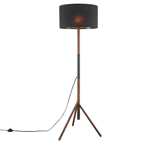 Floor Lamp Light, Black Brown Walnut, Wood, Modern Contemporary, Mid Century Living Kitchen Cafe Bistro Restaurant Hospitality
