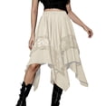 thumbnail image 3 of Gifts Dianli Lace Irregular Skirt Punk Skirt Women's Lace Irregular Hemline Solid Elastic Waist Gothic Punk Casual Mini Skirt Edgy Streetwear Lace Irregular Skirt, 3 of 9