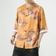 thumbnail image 5 of Camisas Hawaianas Para Hombre Camiseta de manga corta con cuello Vintage Tang para hombre, traje Tang con hebilla de placa, camisetas transpirables informales Hanfu para hombre (Yellow, XXL), 5 of 7