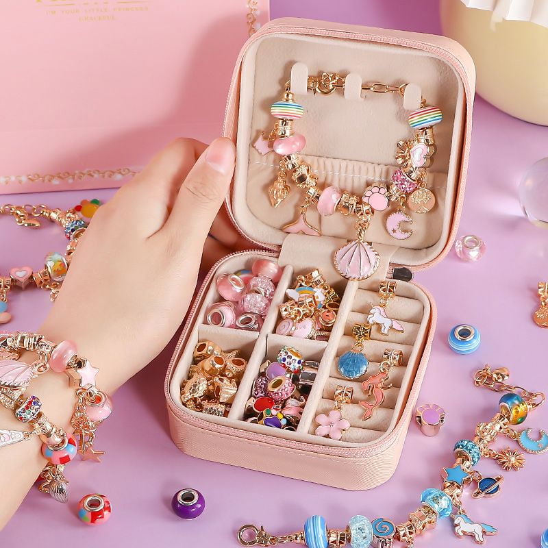 Handmade Bead DIY Kit for Kids - Girls Bracelet Making Set, Birthday Gift Jewelry Craft for Children