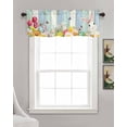 thumbnail image 3 of Easter Bunny Egg Linen Curtain Valance for Bedroom/Bathroom/Kitchen/Office/Living/Dining Room Window,Botanical Leaves Blue Beige Woodgrain Rod Pocket Topper Decorative Cafe Drapes Panel 42"x12", 3 of 6