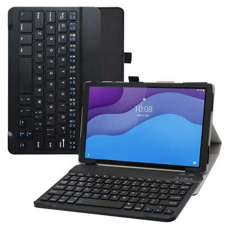 Labanema 10.1" Lenovo Tab M10 HD (2nd Gen) TB-X306X Bluetooth Keyboard Case, PU Leather Folio Stand Protective Case, Cover for 10.1" Lenovo Tab M10 HD (2nd Gen) TB-X306X (Black)