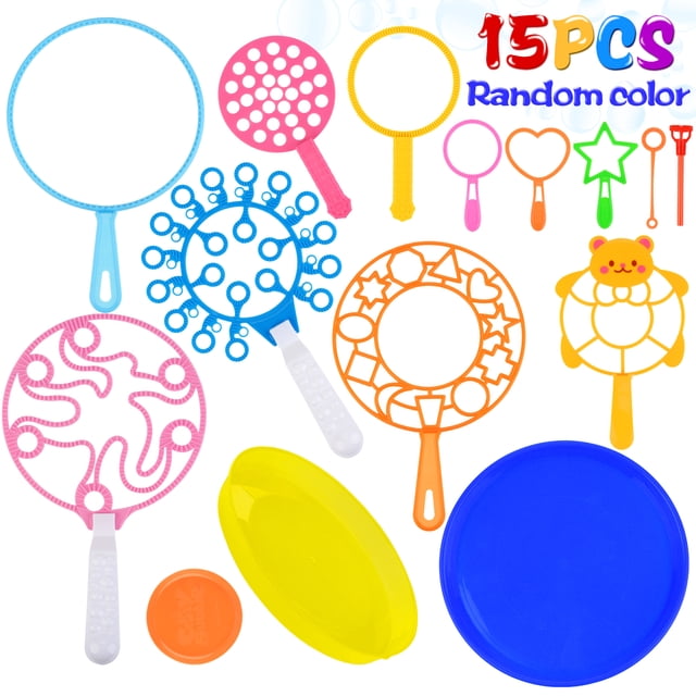 15PCS Bubble Wand Set Assorted Types Bubble Making Bubble Maker Bubble Sticks(Without Bubble Solution)
