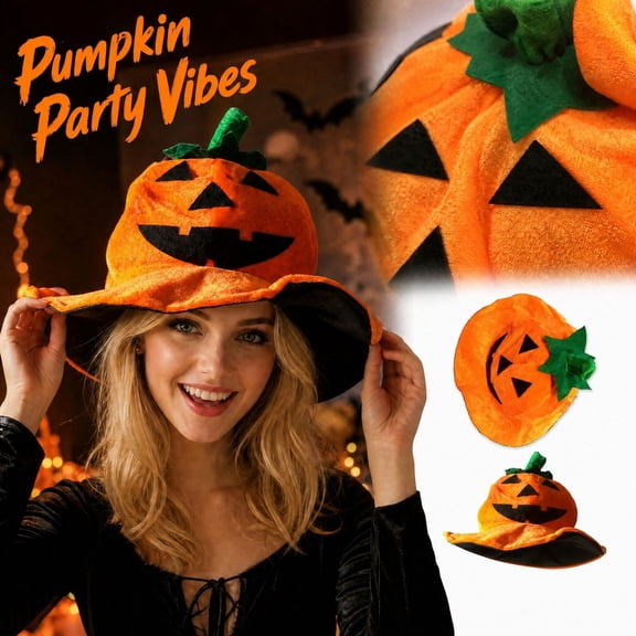 Halloween Funny Pumpkin Hats For Men And Women Plush Cap Hat Photo Prop Holiday Dress Up Accessory Cap