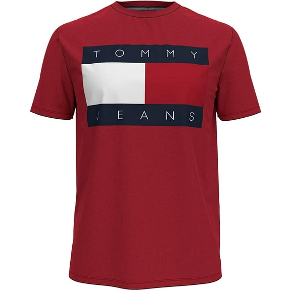 Tommy Hilfiger Mens Tommy Jeans Short Sleeve Logo T Shirt Large Blush Red Aa 106-880