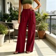 thumbnail image 4 of RFQWOVSR Women's Elastic Waist Straight Leg Linen Pants with Pockets Loose Fit Casual Summer Trousers XXL, 4 of 4