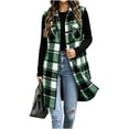thumbnail image 7 of Plaid Button Down Long Vest For Women, Lapel Collar Sleeveless Side Split Cardigan, Fall Casual Curved Hem Tops With Pockets, 7 of 7