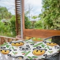 thumbnail image 2 of Ambesonne Emoji Fitted Round Tablecloth, Panda and Exotic Branches, 45"- 56" Diameter, Lime Green Grey Orange, 2 of 5