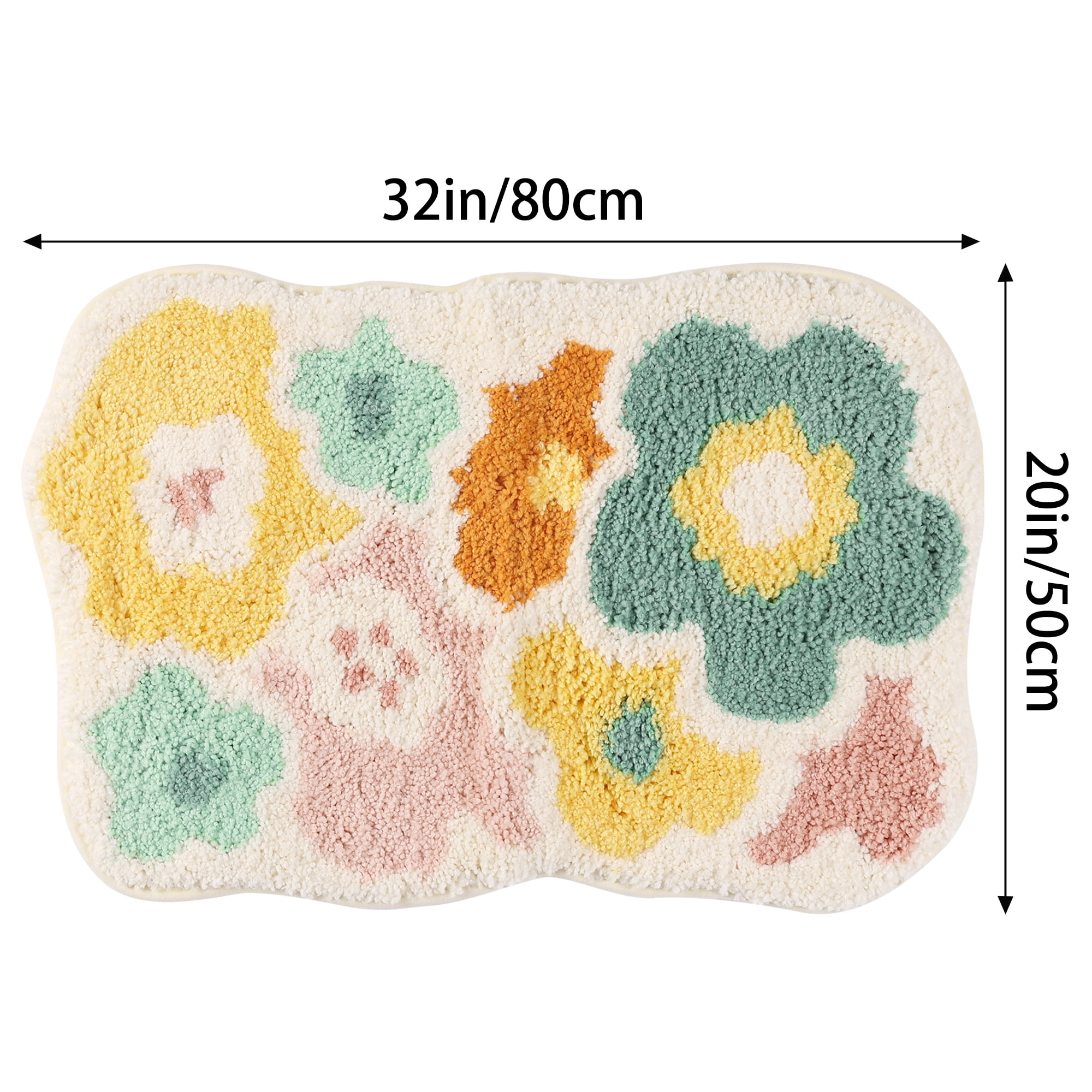 Unique Bargains 2 Pcs Non-Slip Quick Dry Bath Rugs Flower-1 20" x 32"/16" x 24"