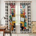 thumbnail image 5 of Kitchen Curtains 84 Inch Length 2 Panels, School Season Grommets Window Treatment Curtain, Bus Basketball Brush Black Buffalo Check Thermal Curtains Drapes for Living Room/Bathroom, 5 of 9