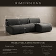 thumbnail image 2 of Boneless 3-Seater Modular Couch with Chaise, L-Shaped Teddy Sofa for Living Room, No Assembly Grey, 2 of 7
