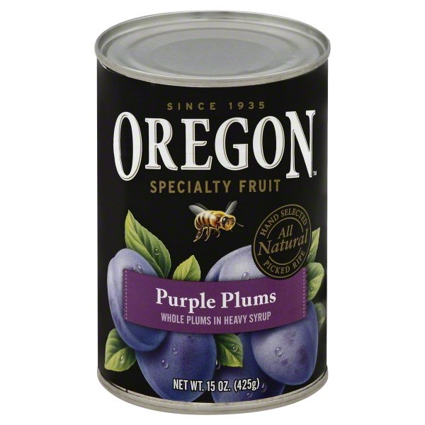 Oregon Specialty Fruit Whole Purple Plums in Heavy Syrup, 15 oz