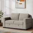 thumbnail image 5 of CHITOOMA 60'' Linen Pull Out Sofa Bed Convertible Sleeper Couch with Charging Port, Upholstered Sectional Sofa with 2 Pillows, Reclining Sofas for Living Room, Beige, 5 of 8