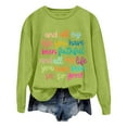 thumbnail image 4 of Women's Sweatshirt Women Oversize Sweatshirts Long Sleeve Crewneck Letter Printed Lightweight Loose Sweatshirts Blouse Top Athletic Jacket with Hoodie Apparel Short Extra Long Sweatshirt Hoo Green 3XL, 4 of 7