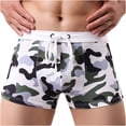 thumbnail image 2 of WREESH Men's Swim Trunks Square Cut Shorts Print Swim Suits Fashion Elastic Waistband Beach Shorts Casual Drawstring Sports Shorts Bathing Suits White, 2 of 4