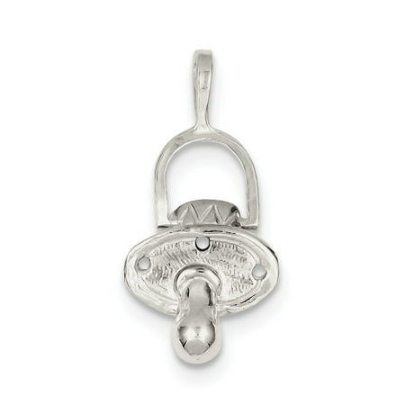 Pacifier Charm Jewelry - Sterling Silver Pacifier Charm (1.2in long x 0.5in wide)