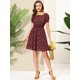thumbnail image 3 of Allegra K Vestido De Mujer Con Lunares Florales, Cuello Cuadrado, Cintura Fruncida, Manga Farol Borgo?a XL, 3 of 6
