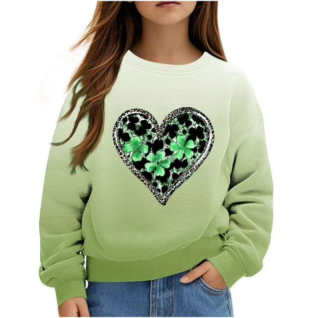 Tranfacy Hauts à Manches Longues pour Garçons et Filles, Chandail en Molleton Graphique pour Filles, T-shirt à Manches Longues à Motifs pour Enfants, Chandail en Molleton à Col Rond Imprimé Adapté aux Garçons et Chandails en Molleton à Capuche
