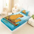 thumbnail image 4 of Manfei Cartoon Capybara Twin Sheets,Natural Scenic Pattern Bedding,Blue,3-Piece,1 Fitted Sheet and 1 Pillowcase, 4 of 6
