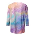 thumbnail image 5 of Jewelreauty Women Summer Graphic Shirts 3/4 Sleeve Round Neck Print Pullover Tops Loose Casual Lightweight Tee (XL, Light Blue), 5 of 5