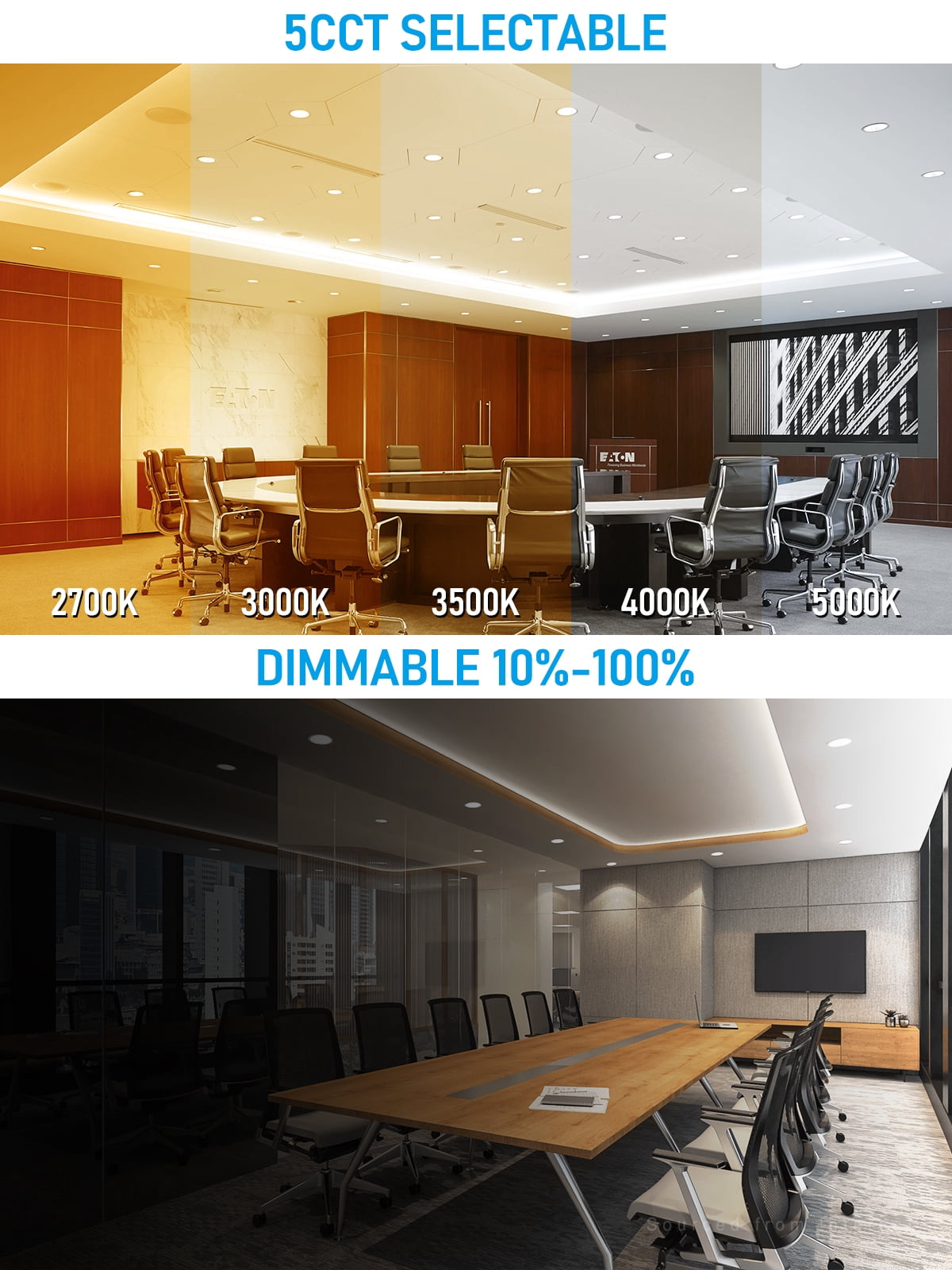 2 Pack 5CCT 6 Inch LED Recessed Lights with J-Box, CRI90 Dimmable, Ultra-Thin, UL263, 2 Hours Fire Rated, 1850°F, 2700K3000K3500K4000K5000K, ETL & ES & FCC & T24