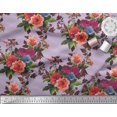 thumbnail image 2 of Soimoi Silk Fabric Geometric,Leaves & Peony Floral Printed Fabric 1 Yard 42 Inch Wide, 2 of 3