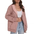 thumbnail image 5 of Women Oversized Hooded Zip Up Cardigan Sweatshirts Long Sleeve Hoodie Casual Lightweight Sweater Fashion Jacket, Dark Pink, S, 5 of 7