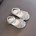 thumbnail image 2 of PEASKJP Toddler Mary Janes Girl's Bow Mary Jane Dress Shoes Ballet Princess Flats with Rhinestone Strap for Party Wedding School, Toddler/Little Kid/Big Kid,Silver 12.5, 2 of 5