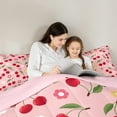 thumbnail image 5 of jejeloiu Cute Cherry Full Size Comforter Sets,Cartoon Flower Floral Bedding Comforter Set,Red Green Pink Bedding Sets For Girls,Ultra Soft Home Decor Reversible,3pcs, 5 of 8