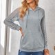 thumbnail image 1 of Sudaderas con capucha informales para mujer, camisetas con cordón de ganchillo de manga larga, sudaderas con cordón y bolsillo para otoño invierno, gris claro S, 1 of 6