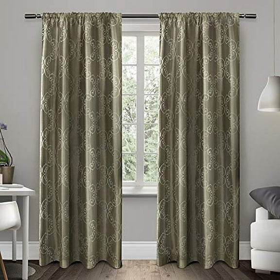 ELLE DECOR Ellis Botanical Light Filtering Back Tab Rod Pocket Curtain Panel Pair, Multiple Sizes Available