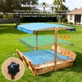 thumbnail image 4 of FUNTOK Wooden Sandbox with Cover & Canopy Adjustable in Height Angle, 48x48" Sand Box for Kids w/ 2 Foldable Bench Seats , 2 in 1 Kid Outdoor Sandbox w/ Lid for Backyard Lawn Beach, 4 of 11