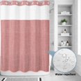 thumbnail image 2 of No Hook Shower Curtain, Vintage Peach Pink Shower Curtains for Bathroom with See Through Top Window, Farmhouse Retro Solid Color Linen Texture Waterproof & Washable Bath Curtain 60"x72", 2 of 9
