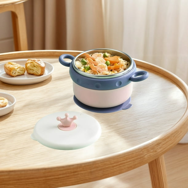 Vaso biberón infantil con compartimento, plato hondo, ventosa, plato infantil con compartimento, plato hondo, ventosa, plato infantil de doble compartimento, plato infantil portátil de doble