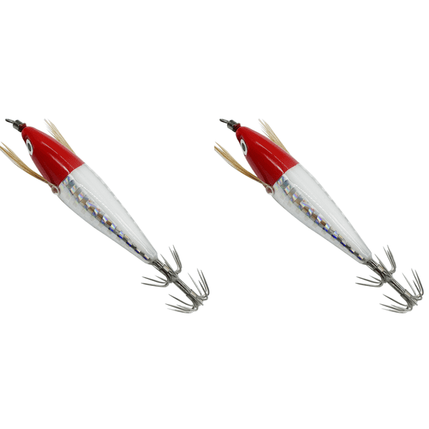 Cebo pesca luminoso pulpo anzuelo calamar (cabeza-Cuerpo plateado) rojo