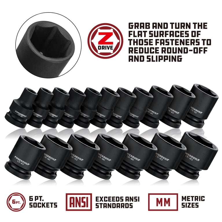 Enchufe De Impacto Profundo De 1/2" Y 17 Mm - Powerbuilt, 6 Puntos, Garantía De Por Vida