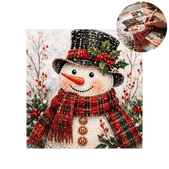 Snowman Pearl Bead Art Kit, Christmas DIY Painting Supply Set, Hand‑Made Craft Project for Holiday Home Ornament