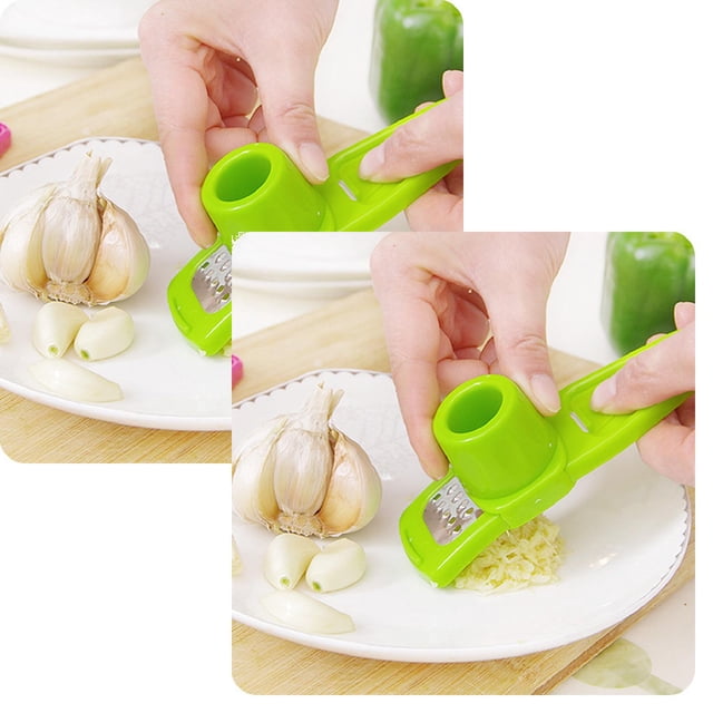 Oleegame 2PC Tomato Slicer And Lemon Slicer Multifunction Stainless Steel Pressing Garlic Slicer Cutter Shredder Kitchen Too Green