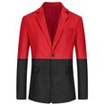 thumbnail image 1 of Lars Amadeus Vestido de hombre Slim Fit Blazer Botón de bloque de color Traje formal Abrigo deportivo negro rojo XXL Unique Bargains Blazer, 1 of 6