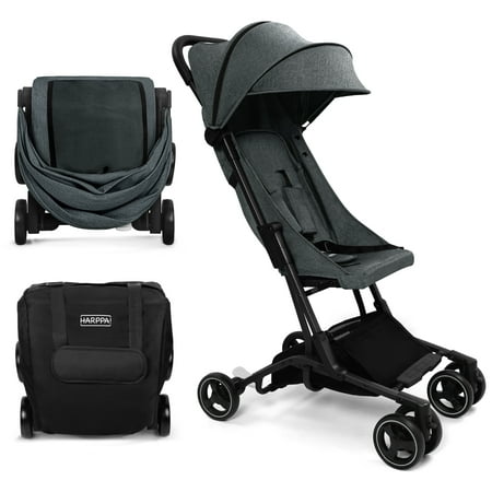 HARPPA Lightweight Travel Stroller, Compact Umbrella Stroller for Babies, Easy Folding, Gray