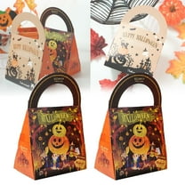 Halloween Candy Bags with Handles, Reusable Trick or Treat Paper Tote Bags for Halloween Party Favors and Decorations (Multicolor/2 Pcs) 4.72x2.56x7.08"