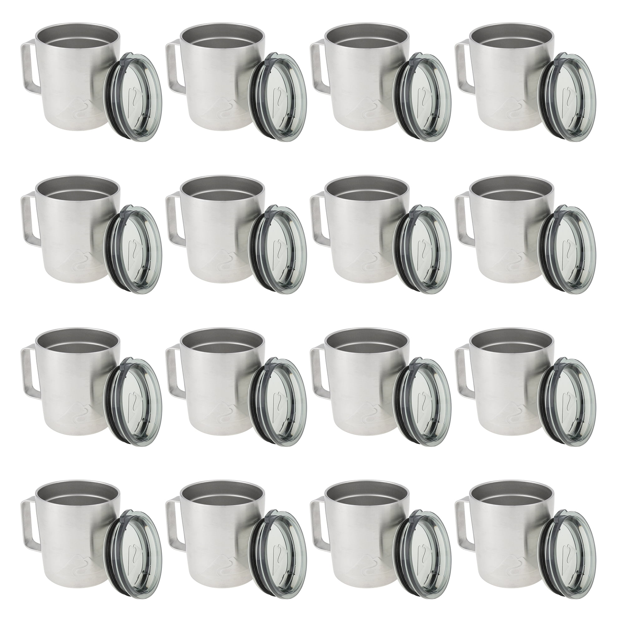 Ozark Trail 12 oz Double Wall Vacuum Sealed Stainless Steel Coffee Mugs, 16 pack