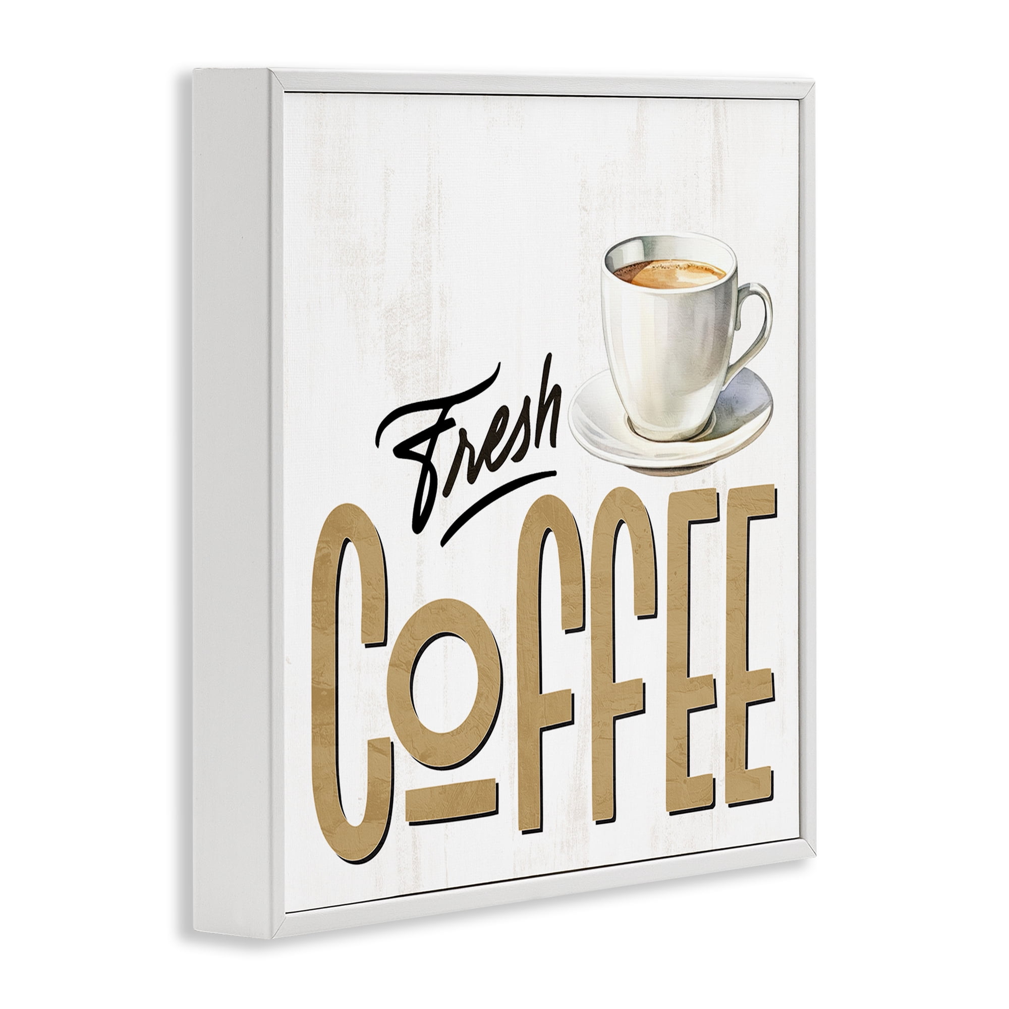 Stupell Industries Fresh Hot Coffee White Framed Giclee Art, design by Kim Allen