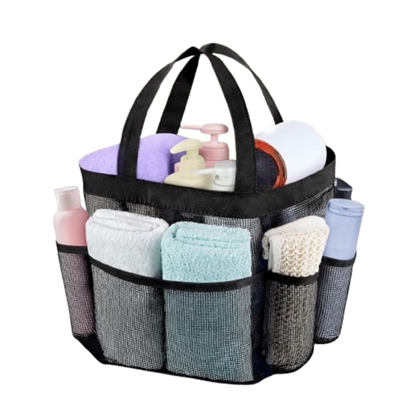 Bxaolu Mesh Shower Caddy Portable for College Dorm Room Essentials with 8 Pockets, Hanging Shower Caddy Dorm Basket Tote Bag, Quick Dry Shower Bag for Bathroom (1Pack)