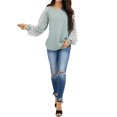 thumbnail image 4 of Women Polka Dot Printed Color Block Long Sleeve Pullover Shirt, 4 of 7