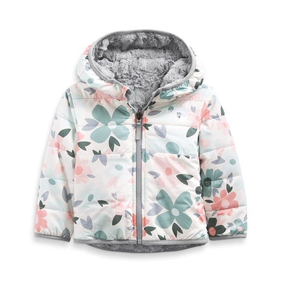 THE NORTH FACE Baby Reversible Mossbud Swirl Full Zip Hooded Jacket, Gardenia White Polka Dot Floral Print, 3-6 Months