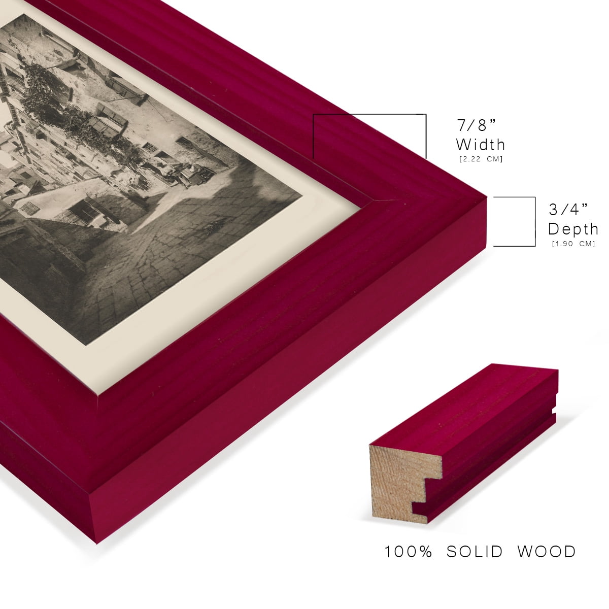 Vintage Views of Venice VIII - Framed Print w/glass - Cherry Red