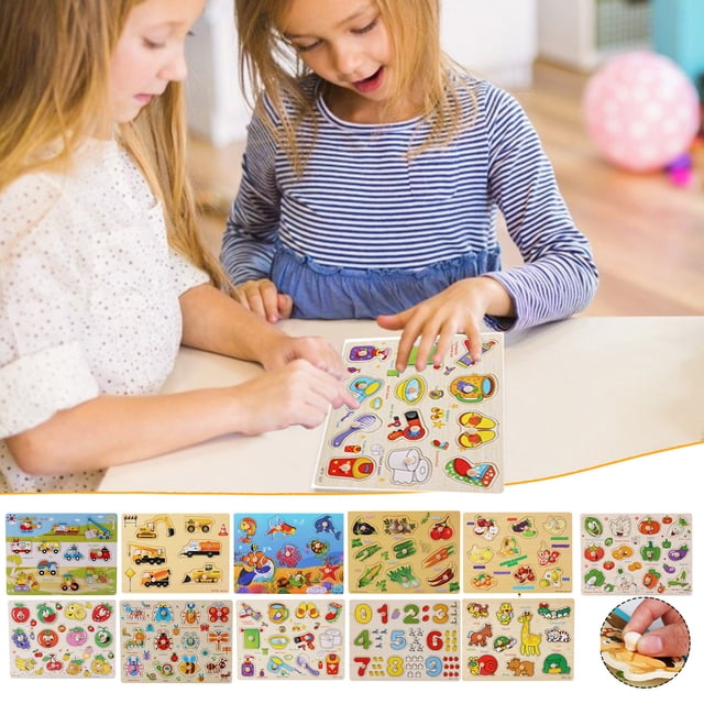 Rompecabezas de Letras y Números de Madera onlyliua Juegos Educativos