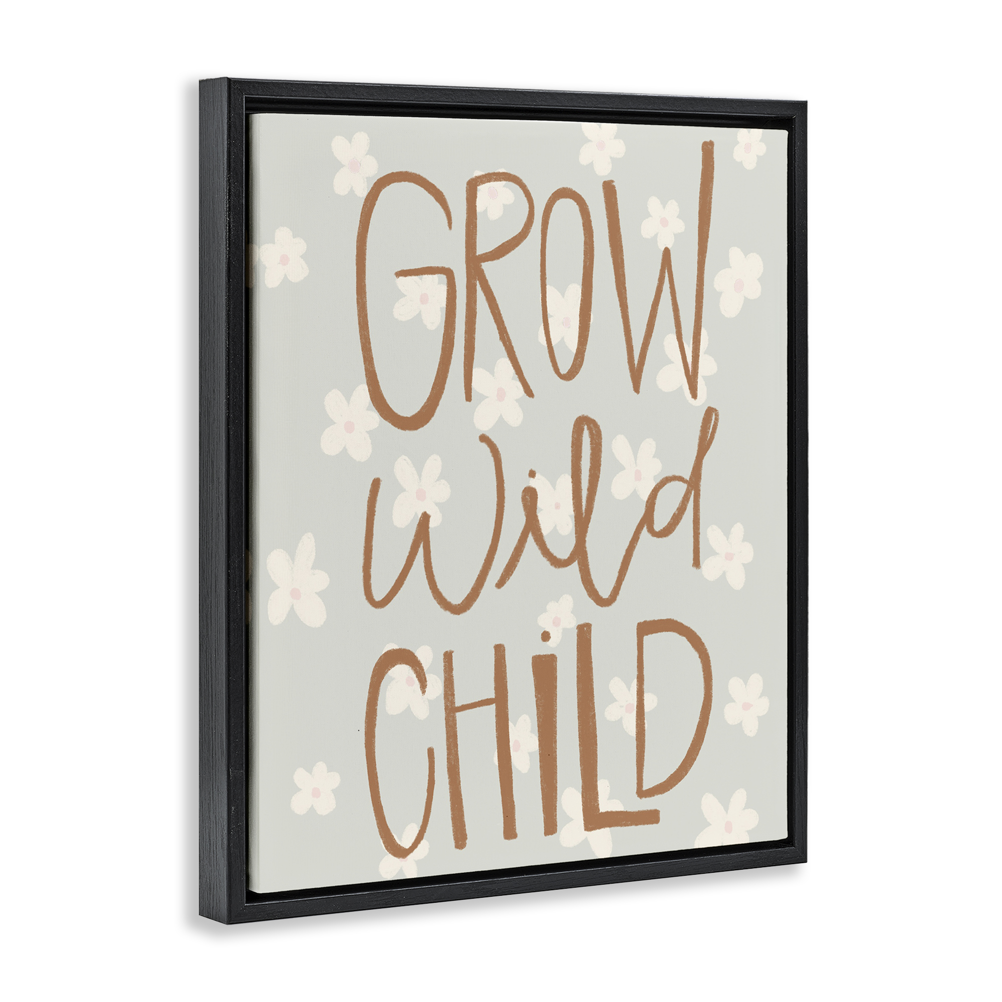 Grow Wild Child Flowers Black Framed Floater Canvas Wall Art, design by Katie Griggs